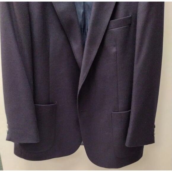 42R Halston Wool Blazer Navy Blue Sport Coat Jacket Two Button - Picture 3 of 10